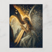 Heavenly Serenity Vrouw Angel speelt de harp Briefkaart (Voorkant)