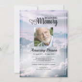 Heavenly sky Funeral order of service Invitation Kaart (Voorkant)