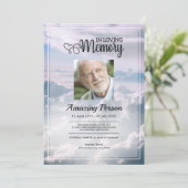 Heavenly sky Funeral order of service Invitation Kaart (Staand voorkant)