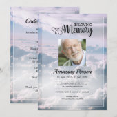 Heavenly sky Funeral order of service Invitation Kaart (Voorkant / Achterkant)