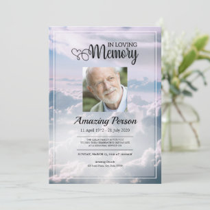 Heavenly sky Funeral order of service Invitation Kaart