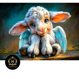 Heavenly Winged Baby Lamb Angel Decoupage Tissuepapier