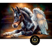Heavenly Winged Black Foal Angel Decoupage Tissuepapier