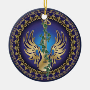 Heavenly Winged Guitar Keramisch Ornament