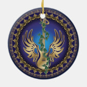 Heavenly Winged Guitar Keramisch Ornament (Achterkant)