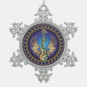 Heavenly Winged Guitar Tin Sneeuwvlok Ornament