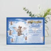 Heaven's Cat Birthday Invitation Kaart (Staand voorkant)