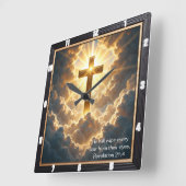 Heaven's Gate Golden Cross Cloud Revelation 21:4 Vierkante Klok (Hoek)