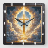 Heaven's Gate Golden Cross Radiant Revelation 21:4 Vierkante Klok (Voorkant)