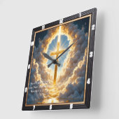 Heaven's Gate Golden Cross Radiant Revelation 21:4 Vierkante Klok (Hoek)