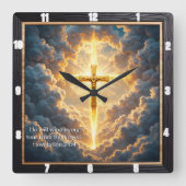 Heaven's Gate Golden Crucifix Jesus Revelation 21: Vierkante Klok (Voorkant)