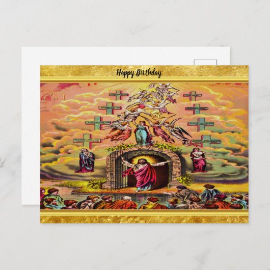 Heaven's Gate met een gouden foliestructuur en Jez Briefkaart (Voorkant / Achterkant)