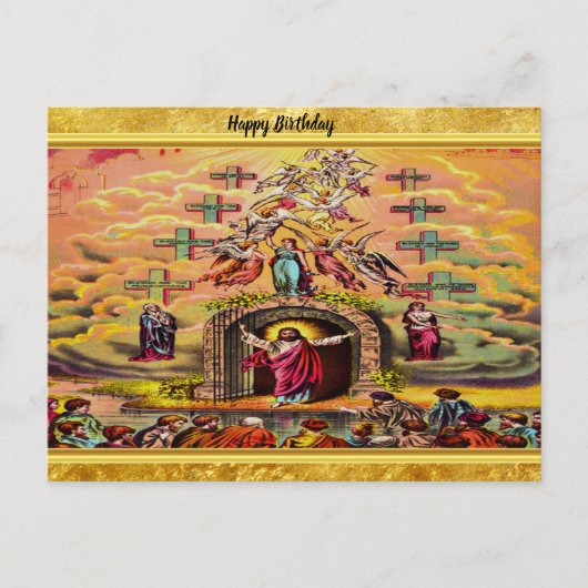 Heaven's Gate met een gouden foliestructuur en Jez Briefkaart (Voorkant)