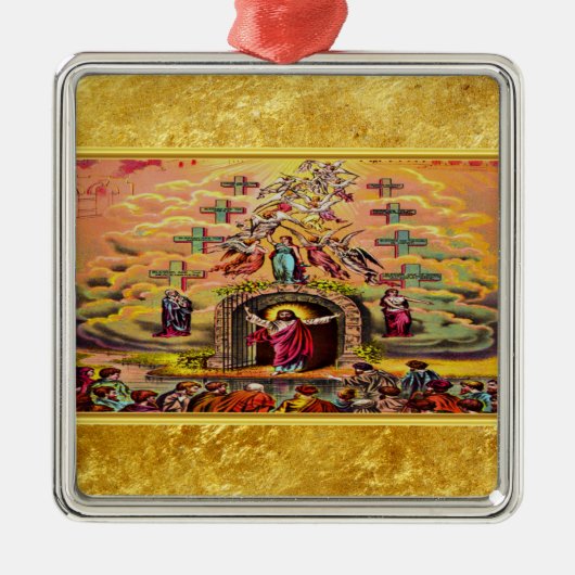 Heaven's Gate met een gouden foliestructuur en Jez Metalen Ornament (Voorkant)