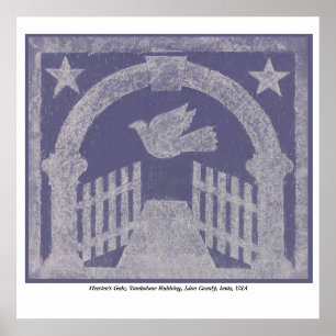 Heaven's Gate Tombstone Rubbing - Blue Poster