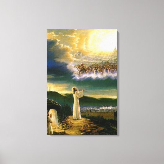Heavens verwelkomen omhelzing Jezus in de schemeri Canvas Afdruk (Voorkant)
