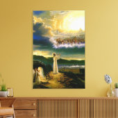 Heavens verwelkomen omhelzing Jezus in de schemeri Canvas Afdruk (Insitu (Woonkamer))