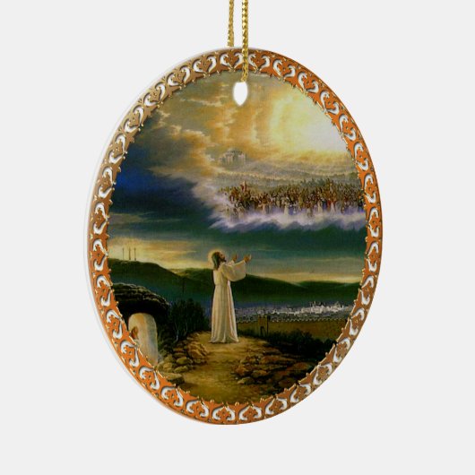 Heavens verwelkomen omhelzing Jezus in de schemeri Keramisch Ornament (Rechts)