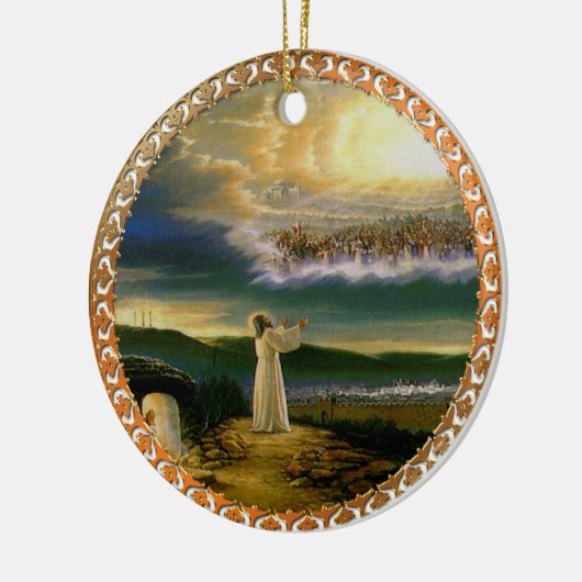 Heavens verwelkomen omhelzing Jezus in de schemeri Keramisch Ornament (Links)