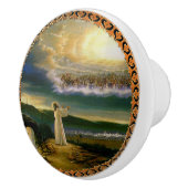 Heavens verwelkomen omhelzing Jezus in de schemeri Keramische Knop (Rechts)