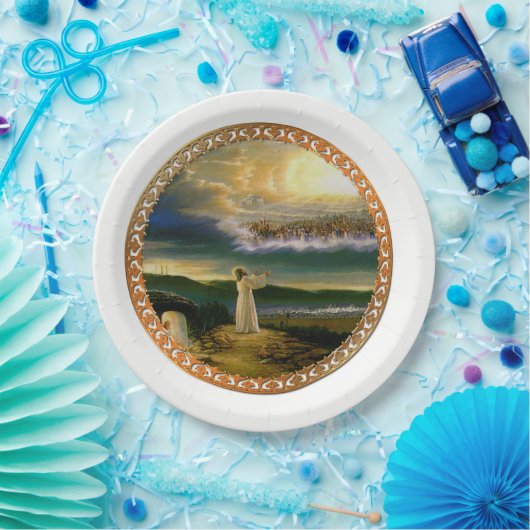 Heavens verwelkomen omhelzing Jezus in de schemeri Papieren Bordje (Feest)