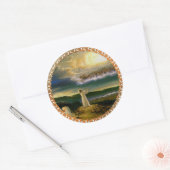 Heavens verwelkomen omhelzing Jezus in de schemeri Ronde Sticker (Envelop)