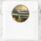 Heavens verwelkomen omhelzing Jezus in de schemeri Ronde Sticker (Tas)