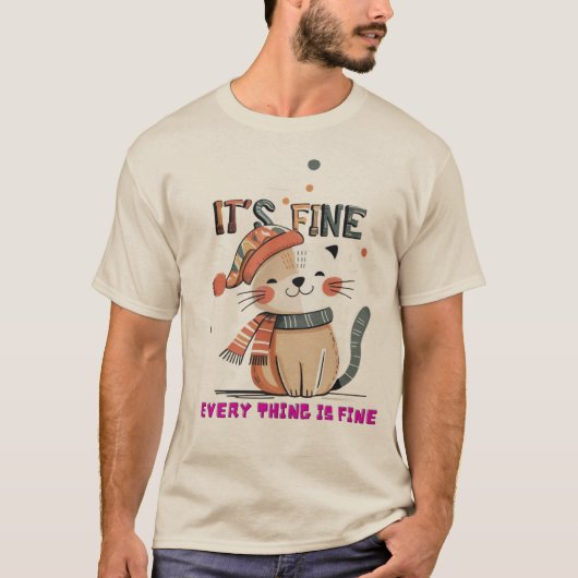 Heavy and soft T-shirt with an adorable cat design (Voorkant)