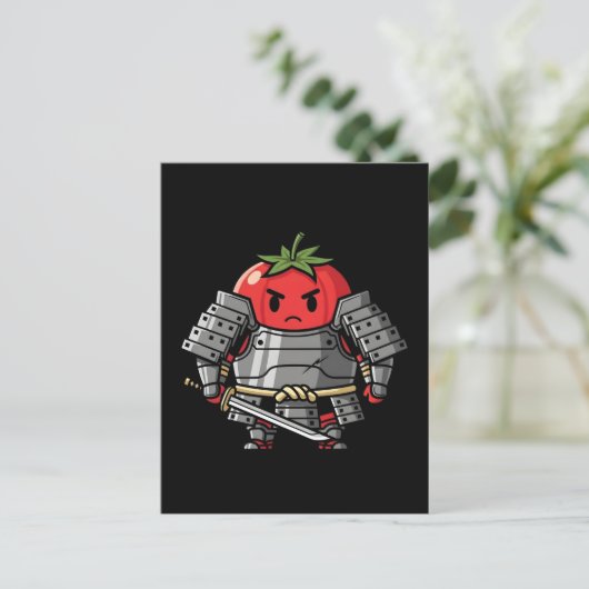 Heavy Armored Tomato Samurai Warrior Illustration Briefkaart (Staand voorkant)