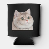 Heavy Breathing Cat Meme Dubbelzijdig Zwart Blikjeskoeler (Voorkant)