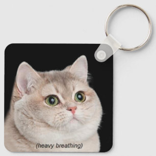 Heavy Breathing Cat Meme Dubbelzijdige Sleutelhang Sleutelhanger