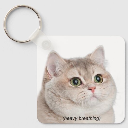 Heavy Breathing Cat Meme Dubbelzijdige Sleutelhang Sleutelhanger (Voorkant)