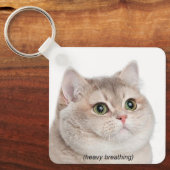 Heavy Breathing Cat Meme Dubbelzijdige Sleutelhang Sleutelhanger (Voorkant)