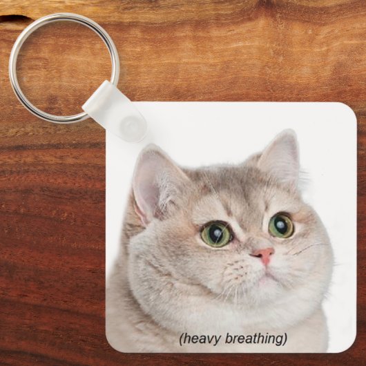 Heavy Breathing Cat Meme Dubbelzijdige Sleutelhang Sleutelhanger (Voorkant)
