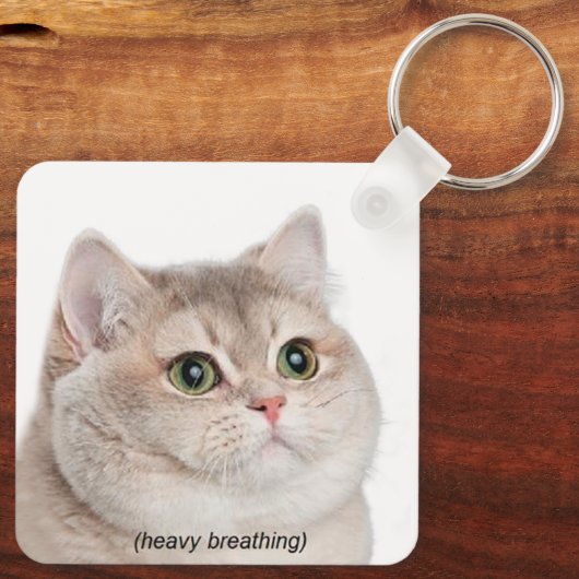 Heavy Breathing Cat Meme Dubbelzijdige Sleutelhang Sleutelhanger (Achterkant)
