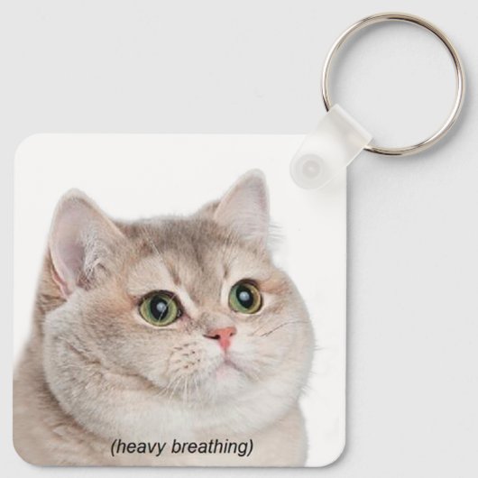 Heavy Breathing Cat Meme Dubbelzijdige Sleutelhang Sleutelhanger (Achterkant)