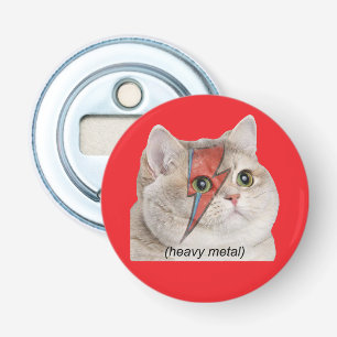 Heavy Breathing Cat Meme Heavy Metal Rocker Button Flesopener