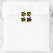 Heavy Breathing Cat Pop Art De Vier Kittens Vierkante Sticker (Tas)