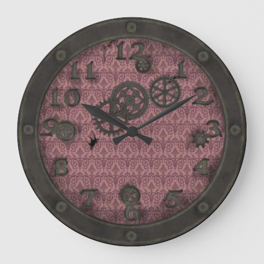 Heavy Bronze Steampunk Porthole Pink Grote Klok (Voorkant)