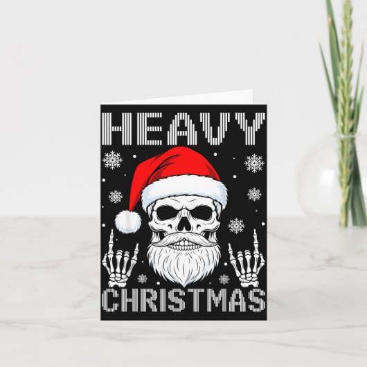 Heavy Christmas Skull Fans Rock Music Winter Holid Kaart (Voorkant)