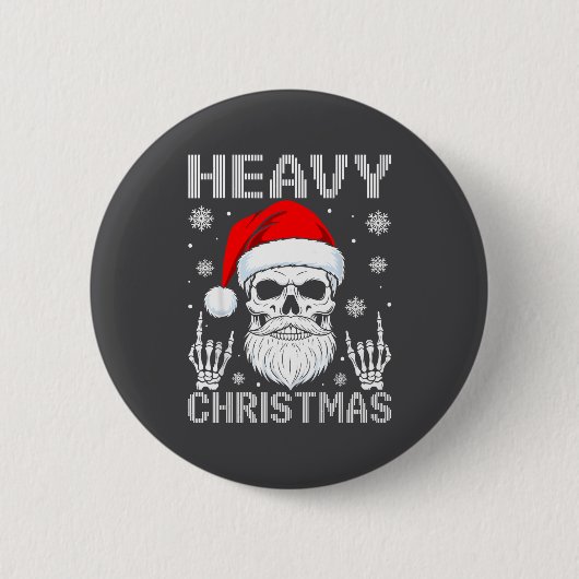 Heavy Christmas Skull Fans Rock Music Winter Holid Ronde Button 5,7 Cm (Voorkant)