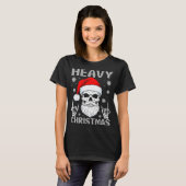 Heavy Christmas Skull Fans Rock Music Winter Holid T-shirt (Voorkant volledig)
