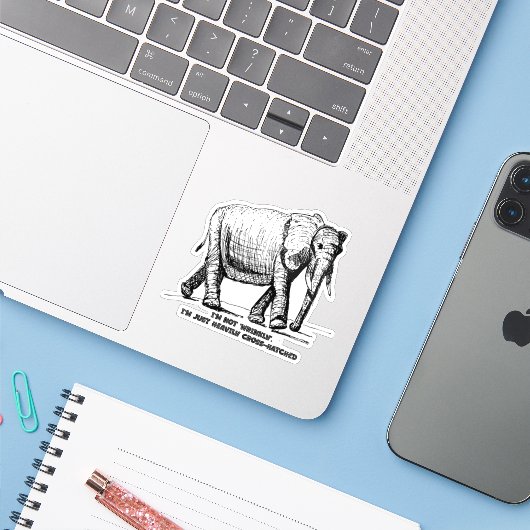 Heavy Cross-Hatched Elephant Sticker (Laptop met iPhone)