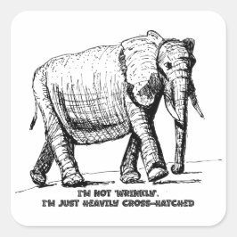 Heavy Cross-Hatched Elephant Vierkante Sticker