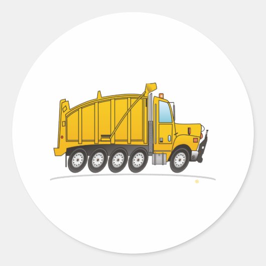 Heavy Duty Dump Truck Geel Ronde Sticker (Voorkant)
