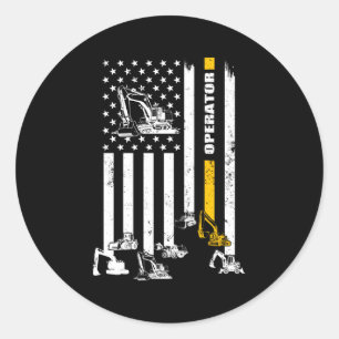 Heavy Equipment Operator Amerikaanse vlag Operator Ronde Sticker
