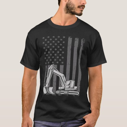 Heavy Equipment Operator Excavator US Independence T-shirt (Voorkant)