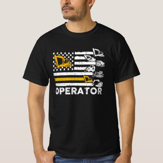 Heavy Equipment Operator Us Flag T-shirt (Voorkant)
