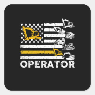 Heavy Equipment Operator Us Flag Vierkante Sticker