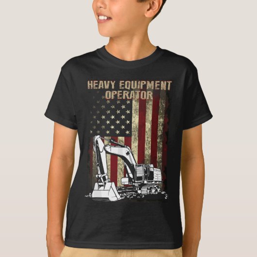 Heavy Equipment Operator, Verenigde Staten Flag Op T-shirt (Voorkant)